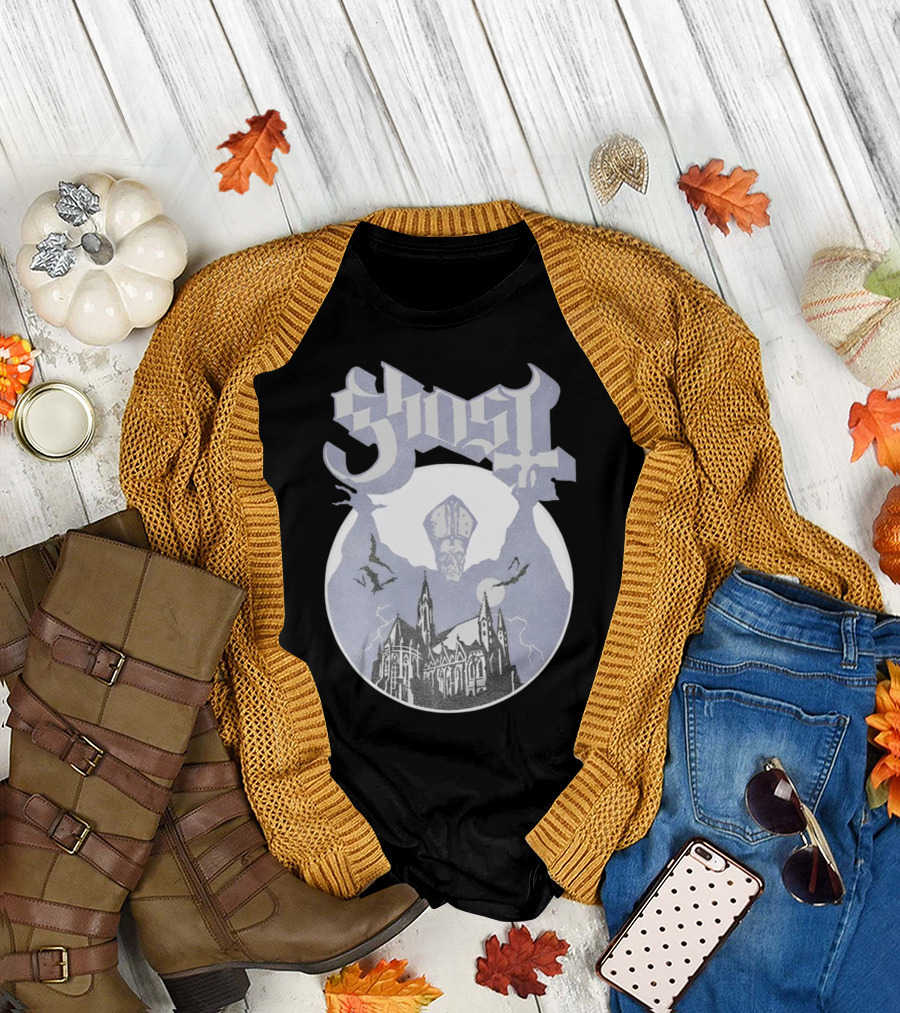 Ghost Opus Pastel Raglan Cathedral and Cardinal Bat T-Shirt