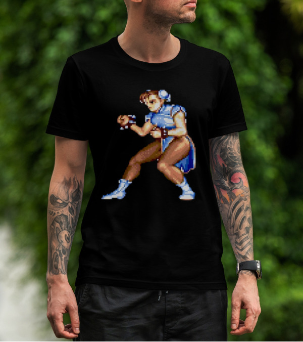 Street Fighter II Chun Li Classic Pixel T-Shirt