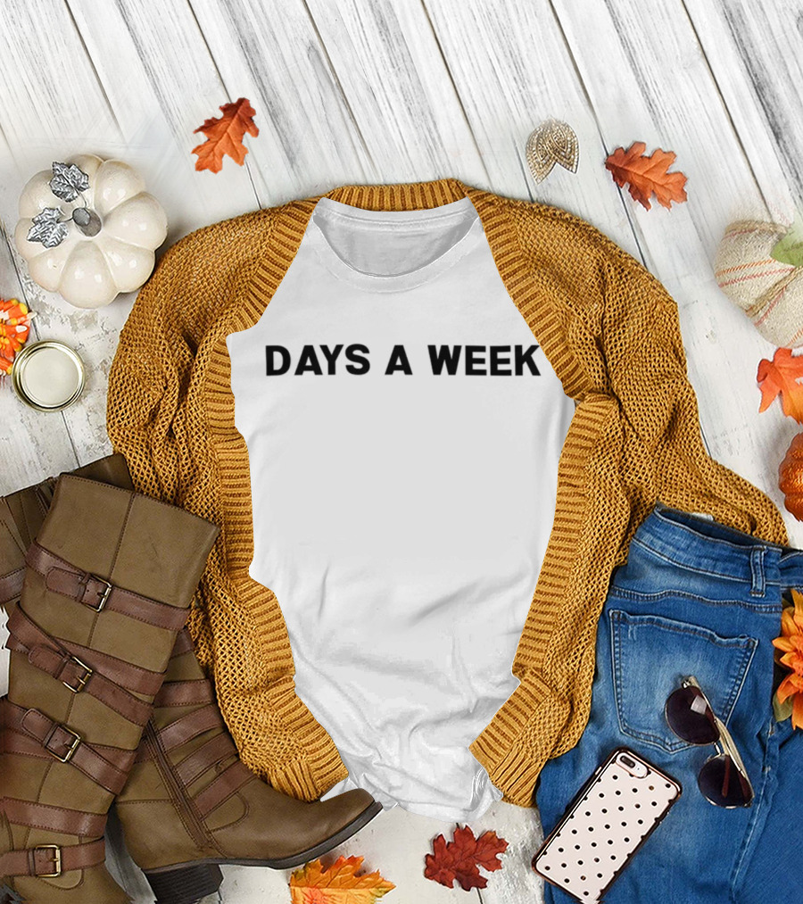 Days a Week Black Minimalist T-Shirt