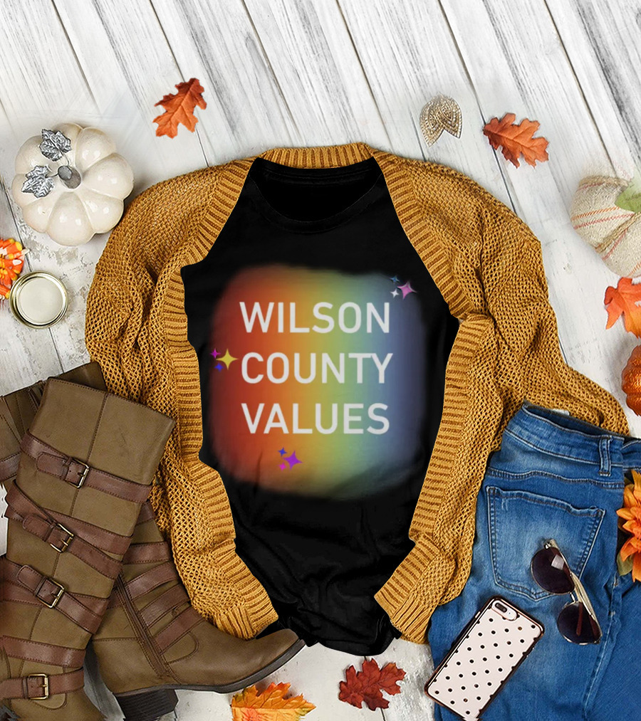 WILSON COUNTY VALUES Rainbow Colors with Stars T-Shirt