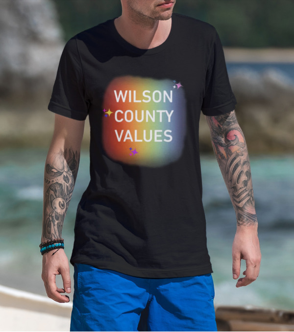WILSON COUNTY VALUES Rainbow Colors With Stars T-Shirt