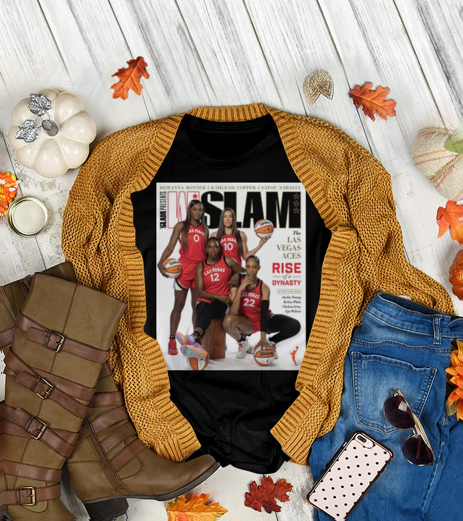 SLAM Presents Las Vegas Aces Rise of a Dynasty Dewanna Bonner Kahleah Copper Satou Sabally T-Shirt