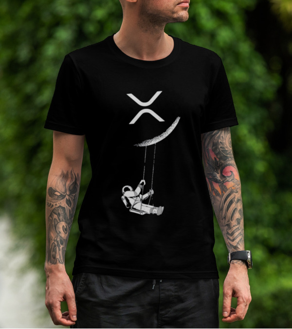 Lyndsey XRP Blockchain Cryptocurrency Community Astronaut Swinging On Moon T-Shirt