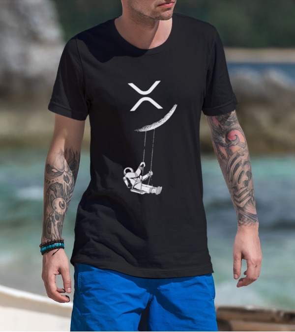 Lyndsey XRP Blockchain Cryptocurrency Community Astronaut Swinging On Moon T-Shirt