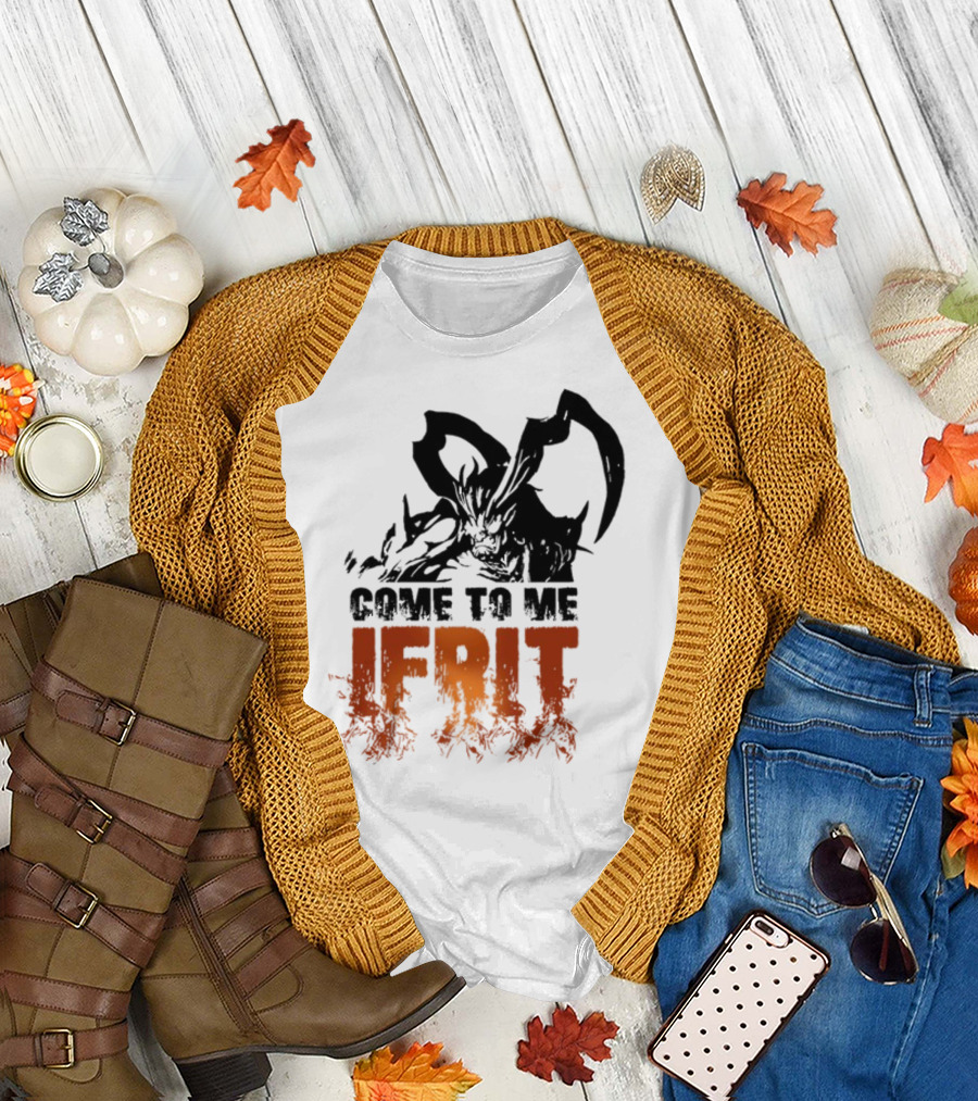 Final Fantasy 16 Come To Me Ifrit Flamed Text T-Shirt