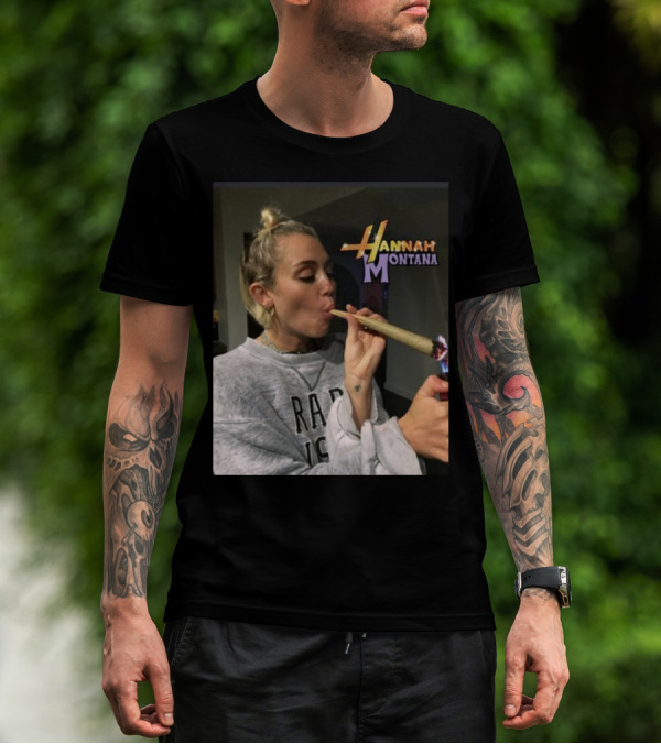 Hannah Montana Smoking Weed Giant Joint T-Shirt