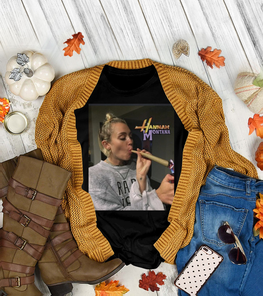 Hannah Montana Smoking Weed Giant Joint T-Shirt