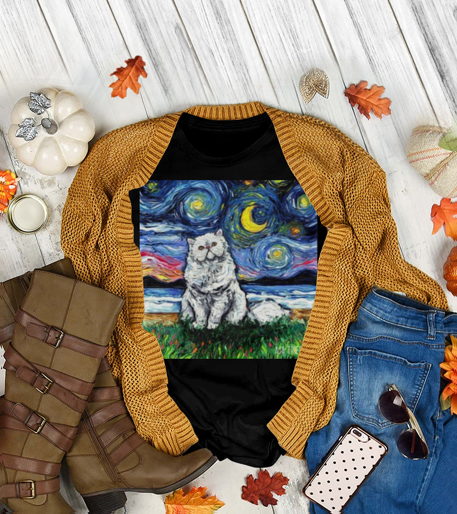 Starry Night Persian Cat ACA Turner T-Shirt