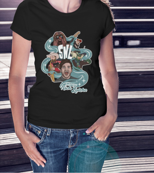 Nick Lutsko SNL Saturday Characters With Guitar And Microphone T-Shirt