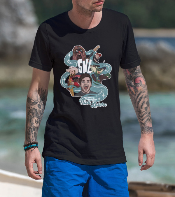 Nick Lutsko SNL Saturday Characters With Guitar And Microphone T-Shirt