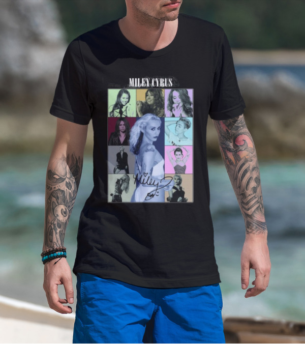 Miley Cyrus Collage With Autograph And Eras Tour T-Shirt