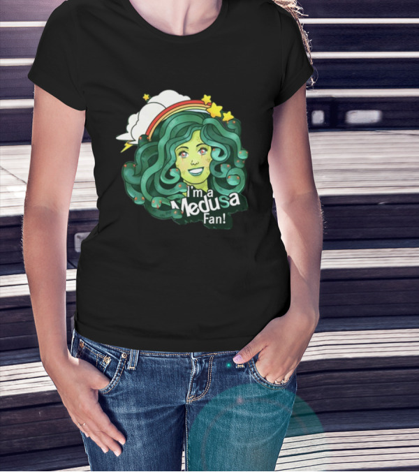 Harebraineddesign I'm A Medusa Fan Rainbow Clouds Stars T-Shirt