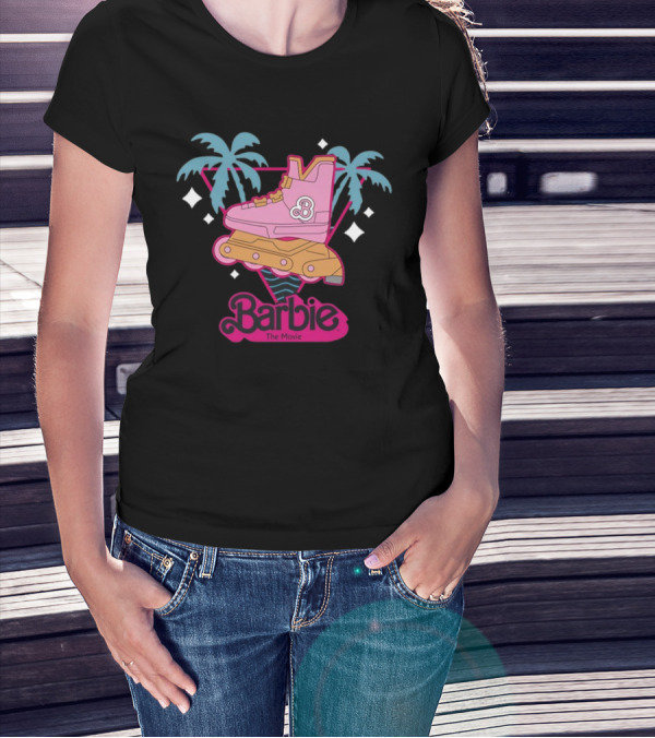 Barbie The Movie Tropical Rollerblade Palm Trees T-Shirt