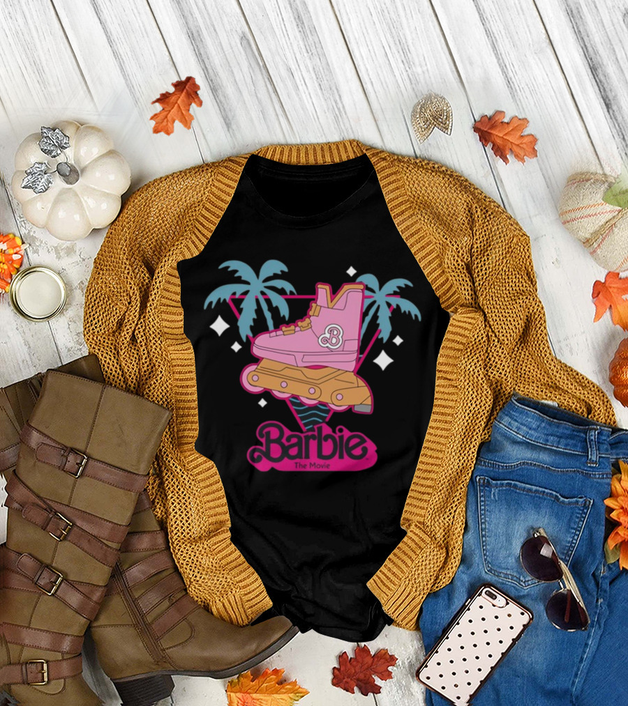 Barbie The Movie Tropical Rollerblade Palm Trees T-Shirt