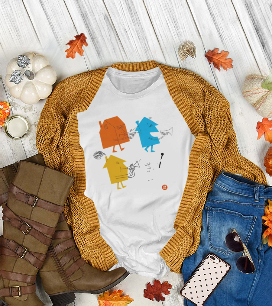4 Houses Colorful Cartoon Characters T-Shirt