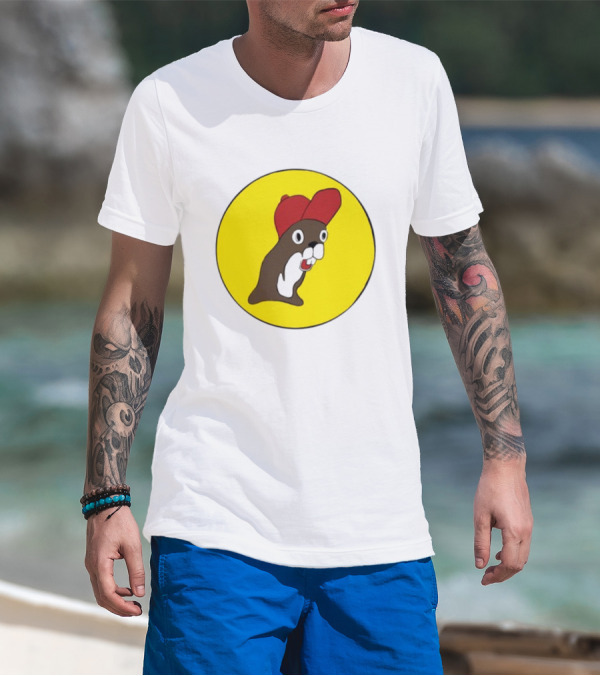 Baby Genius Beaver Red Cap Yellow Circle Buc-ee's Cup T-Shirt