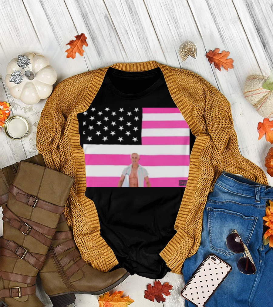Ryan Gosling Pink Ish Tape American Flag Stars Explicit Content T-Shirt
