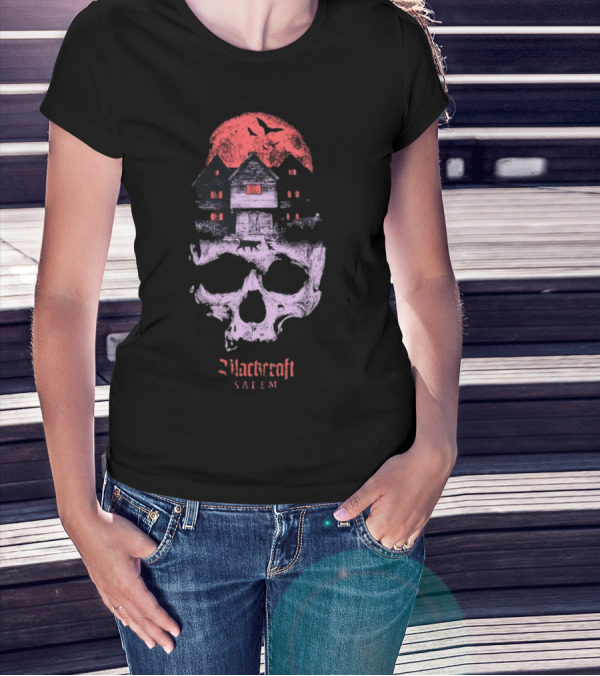 Blackcraft Salem Witch House Skull Moon Ravens T-Shirt