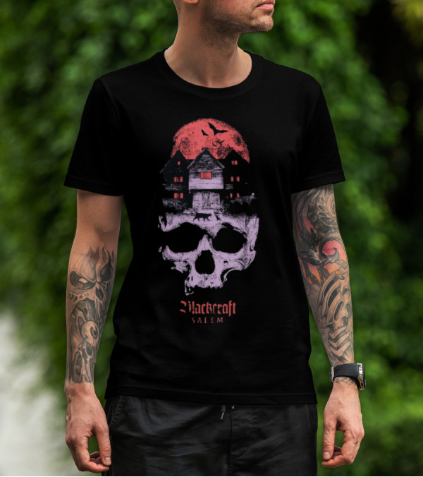 Blackcraft Salem Witch House Skull Moon Ravens T-Shirt