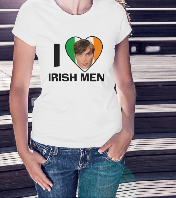Mustardyardpress I Love Irish Men Cillian Murphy Heart Flag T-Shirt