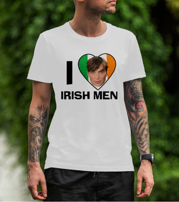 Mustardyardpress I Love Irish Men Cillian Murphy Heart Flag T-Shirt