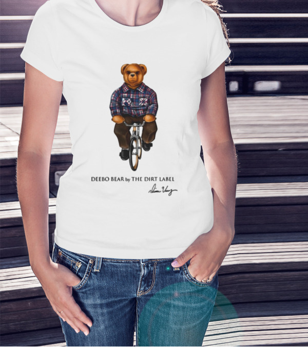 Deebo Bear Biking Plaid Style By The Dirt Label T-Shirt