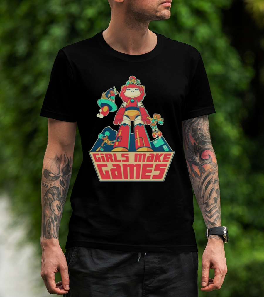 Castpixel Girls Make Games Robot Adventure Scene T-Shirt