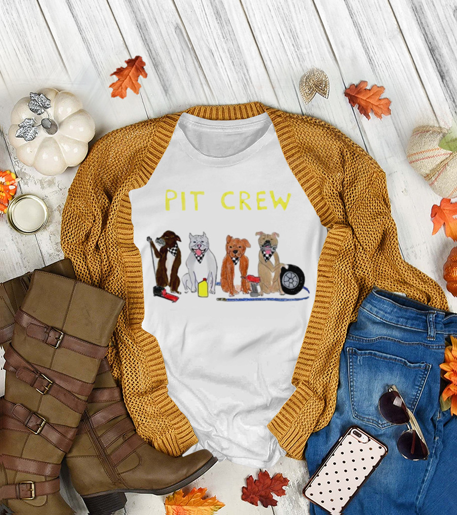 Pit Crew Canine Mechanics with Tools and Tire T-Shirt