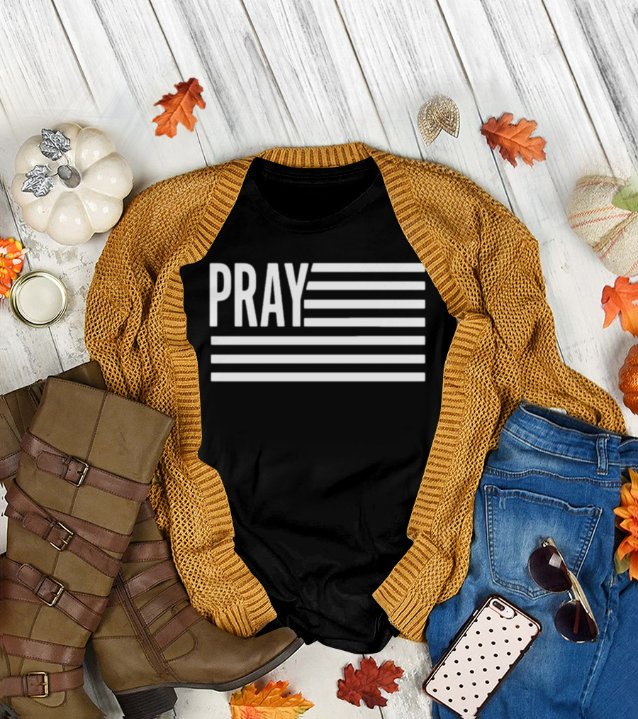 PRAY Flag Stripes Bold Minimalist T-Shirt