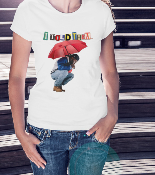 I Told Them Burna Boy Red Umbrella Crouching Pose T-Shirt