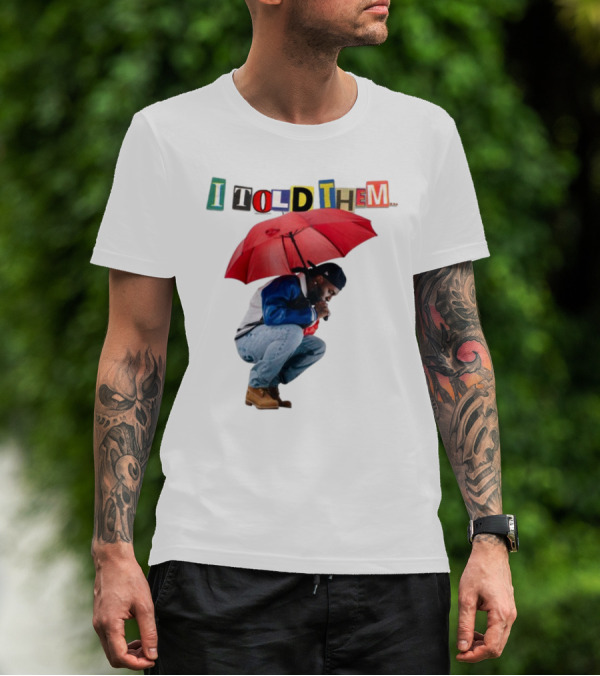 I Told Them Burna Boy Red Umbrella Crouching Pose T-Shirt