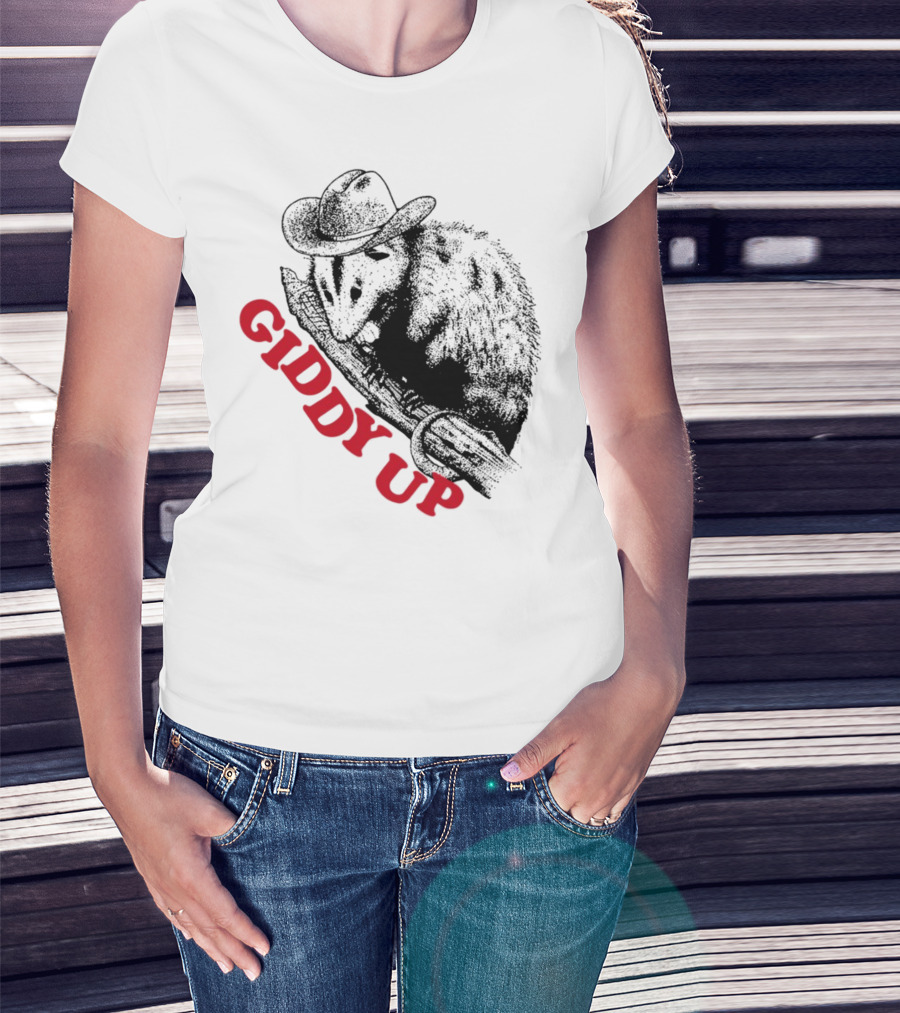 Giddy Up Cowboy Hat Opossum On Branch T-Shirt