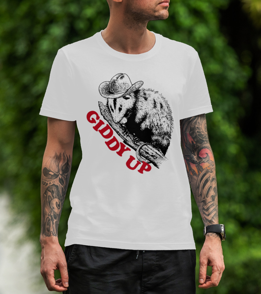 Giddy Up Cowboy Hat Opossum On Branch T-Shirt