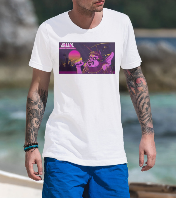 Gundamishere G.U.Y. Generically Upgraded New Retro Sci-Fi Neon T-Shirt