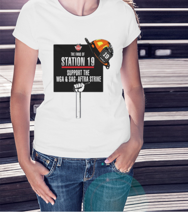 Fans Of Station 19 Support WGA And SAG-AFTRA Strike With Firefighter Helmet T-Shirt
