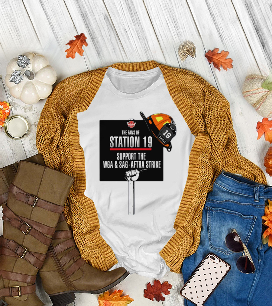 Fans of Station 19 Support WGA and SAG-AFTRA Strike with Firefighter Helmet T-Shirt