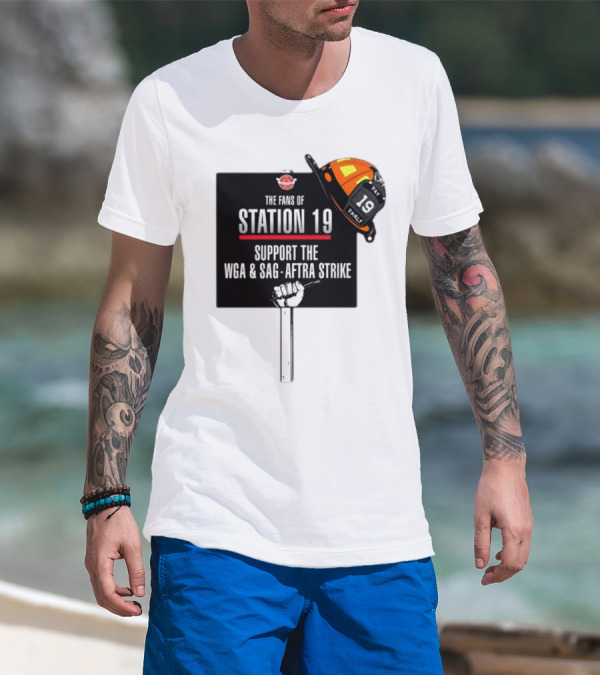 Fans Of Station 19 Support WGA And SAG-AFTRA Strike With Firefighter Helmet T-Shirt