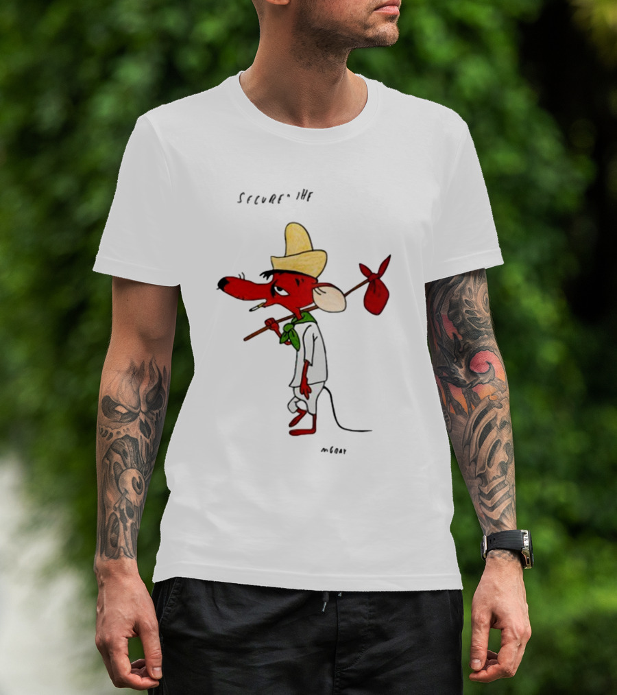 Secured The Bag Mouse Cartoon Character With Sombrero Baguio Street T-Shirt
