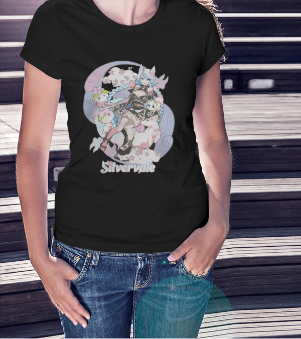 Silvervale Pastel Anime Fantasy Character With Floral Elements T-Shirt