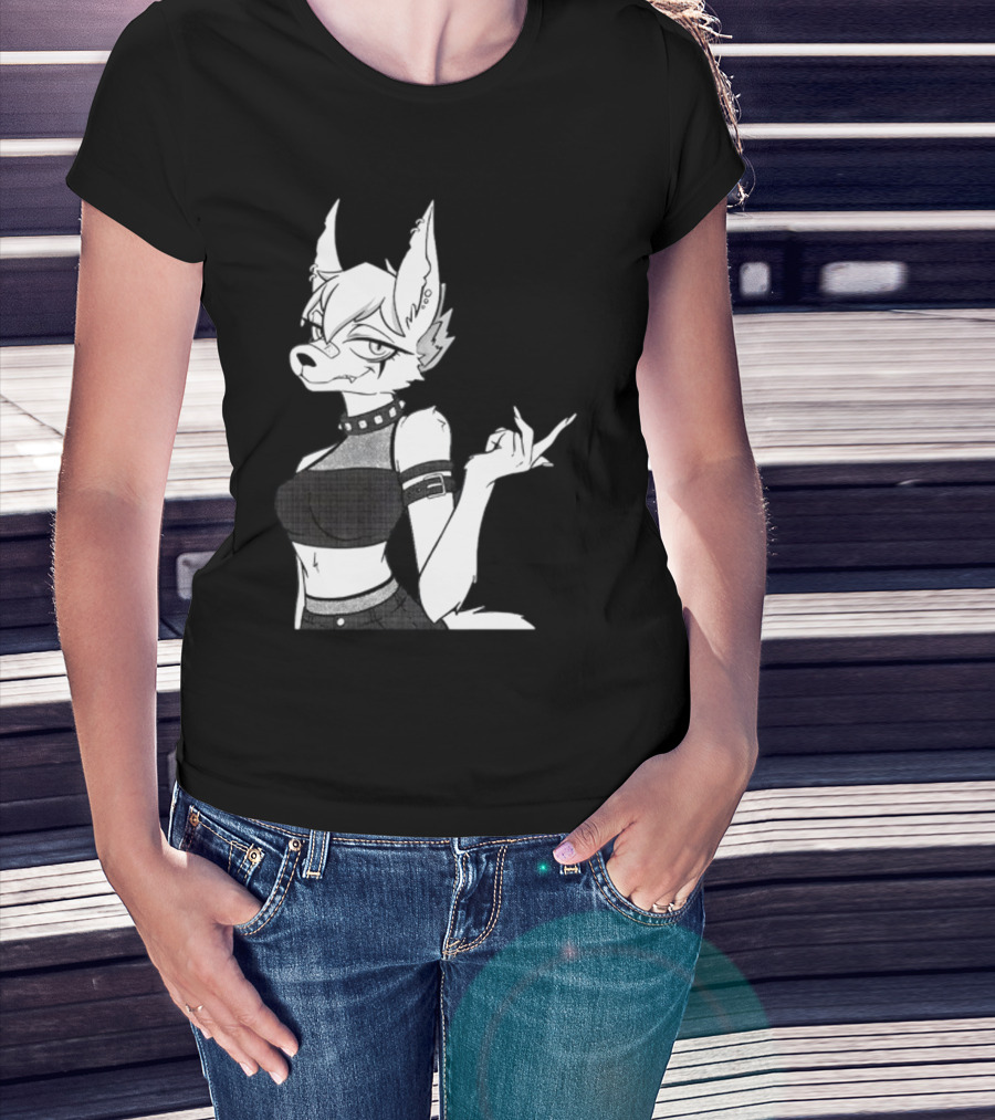 Punk Girl Jackal Attitude Aesthetic T-Shirt