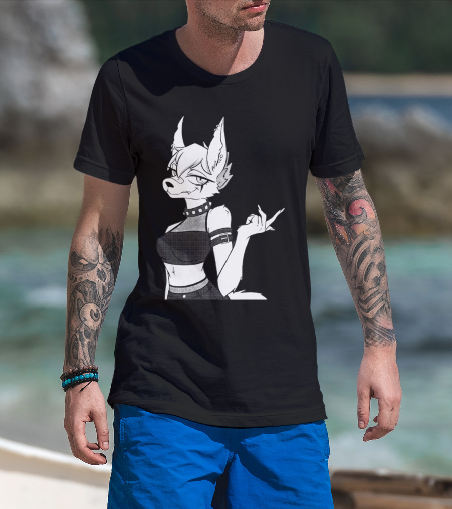 Punk Girl Jackal Attitude Aesthetic T-Shirt