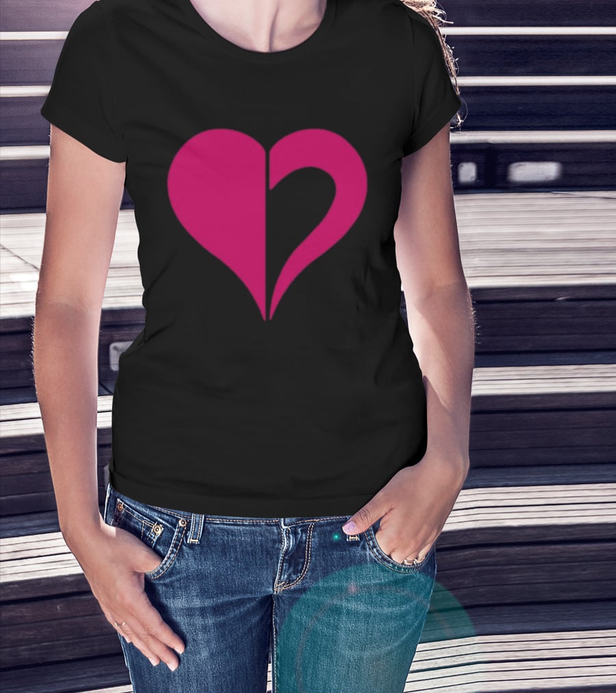 Hero Of Heart Symbol Red Half Heart Shape T-Shirt