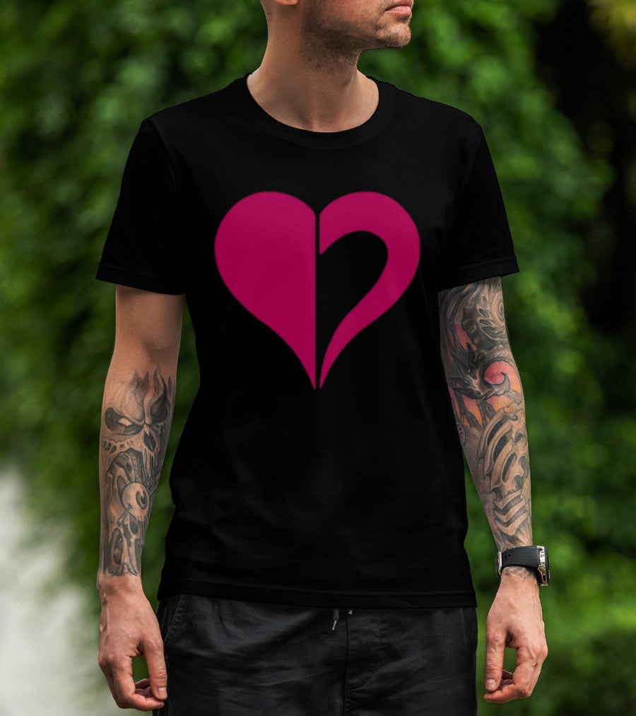 Hero Of Heart Symbol Red Half Heart Shape T-Shirt