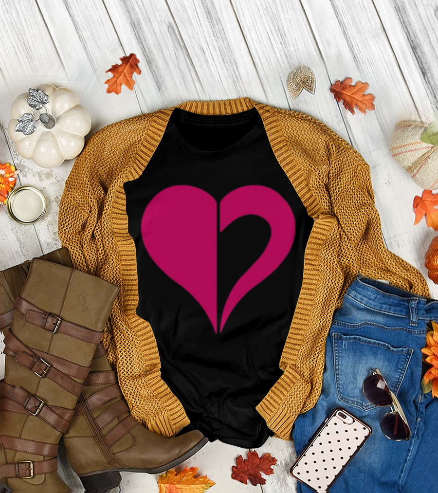 Hero Of Heart Symbol Red Half Heart Shape T-Shirt