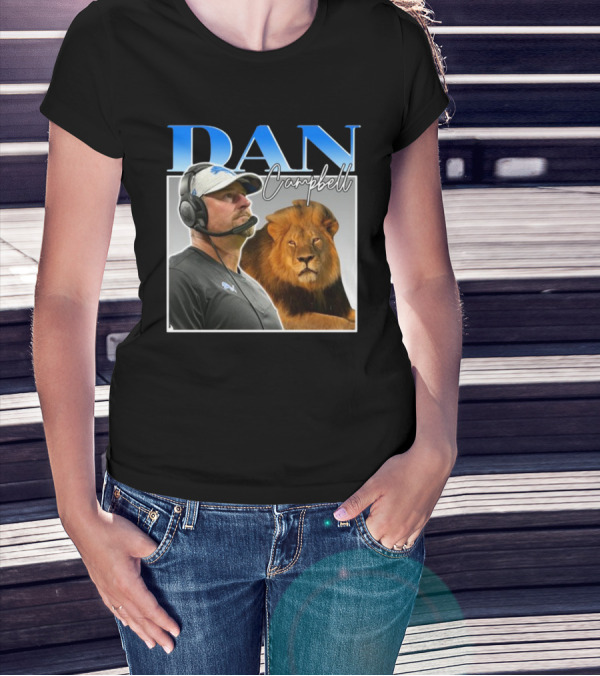 Dan Campbell Detroit Lions Coach With Lion Vintage T-Shirt