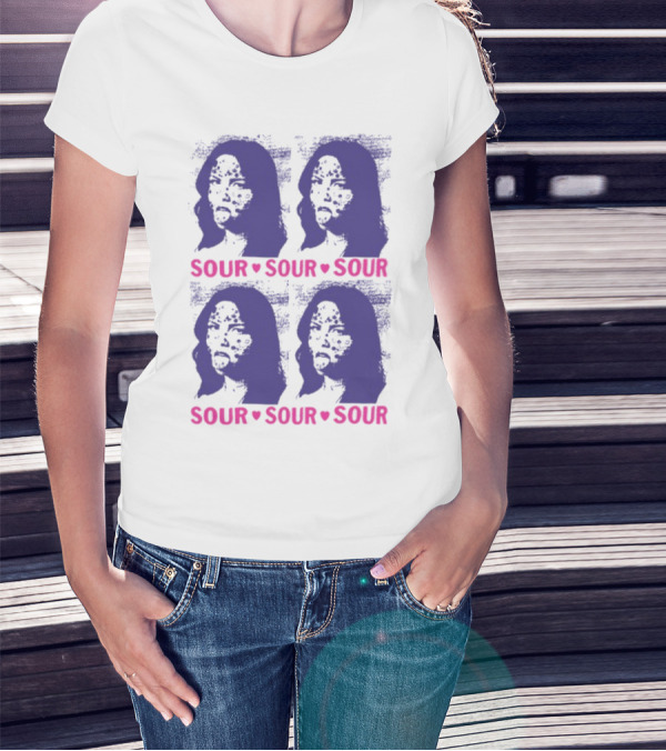 Olivia Rodrigo Sour Grid Purple Silhouette Portrait Hearts T-Shirt