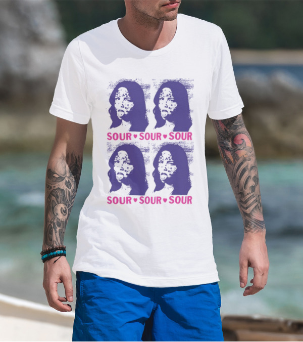 Olivia Rodrigo Sour Grid Purple Silhouette Portrait Hearts T-Shirt