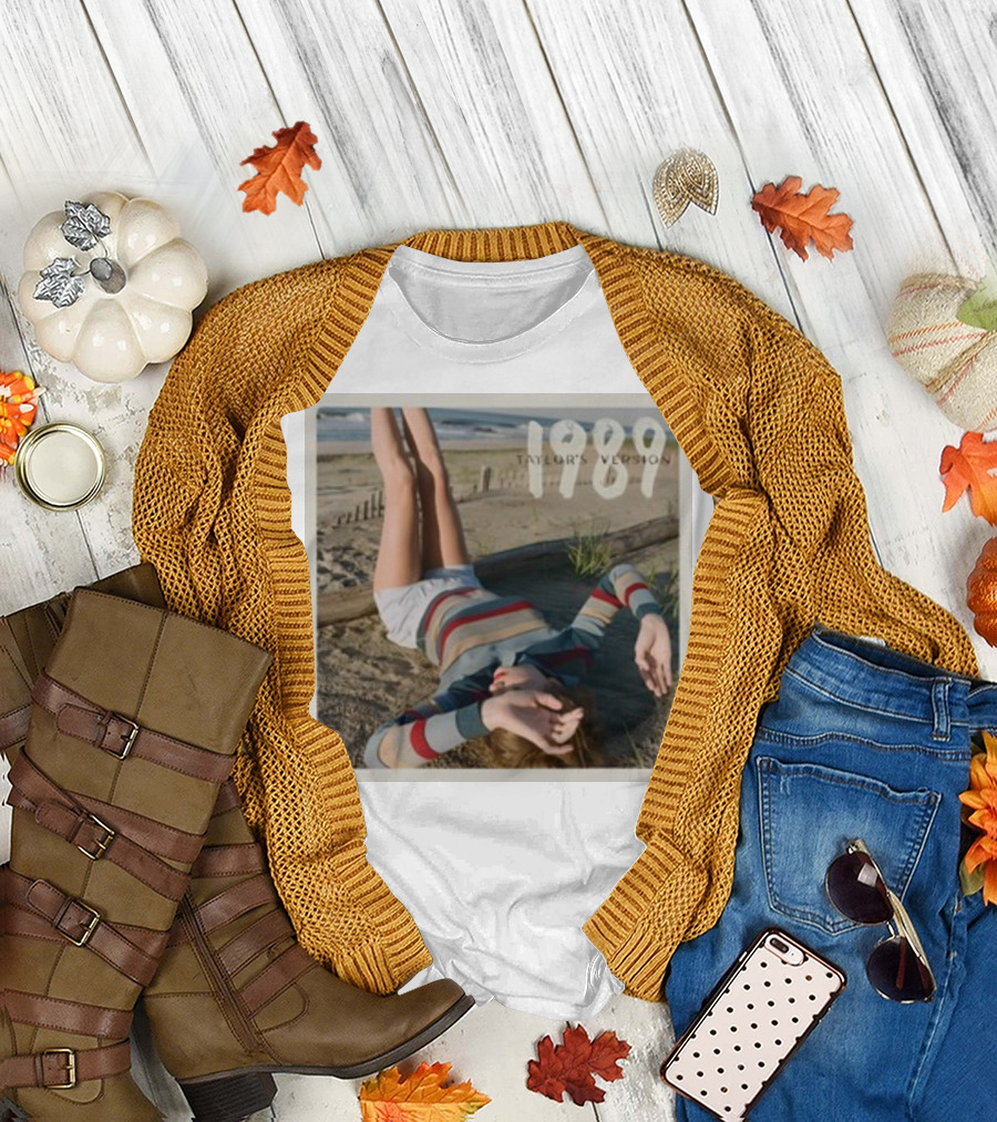 1989 Taylor's Version Striped Shirt Beach Scene Album Cover T-Shirt