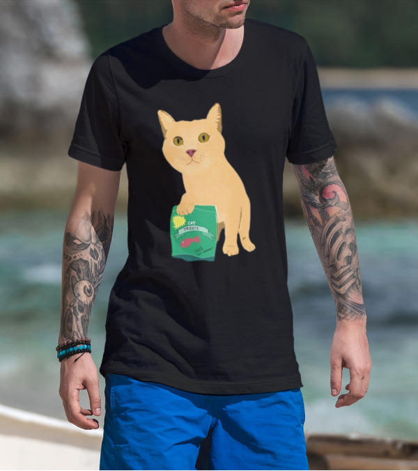 KatRose Cat Treats 100% Fish Formula Cat Holding Green Package T-Shirt