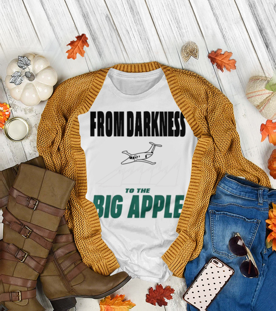 From Darkness to the Big Apple with Mountain and Plane T-Shirt